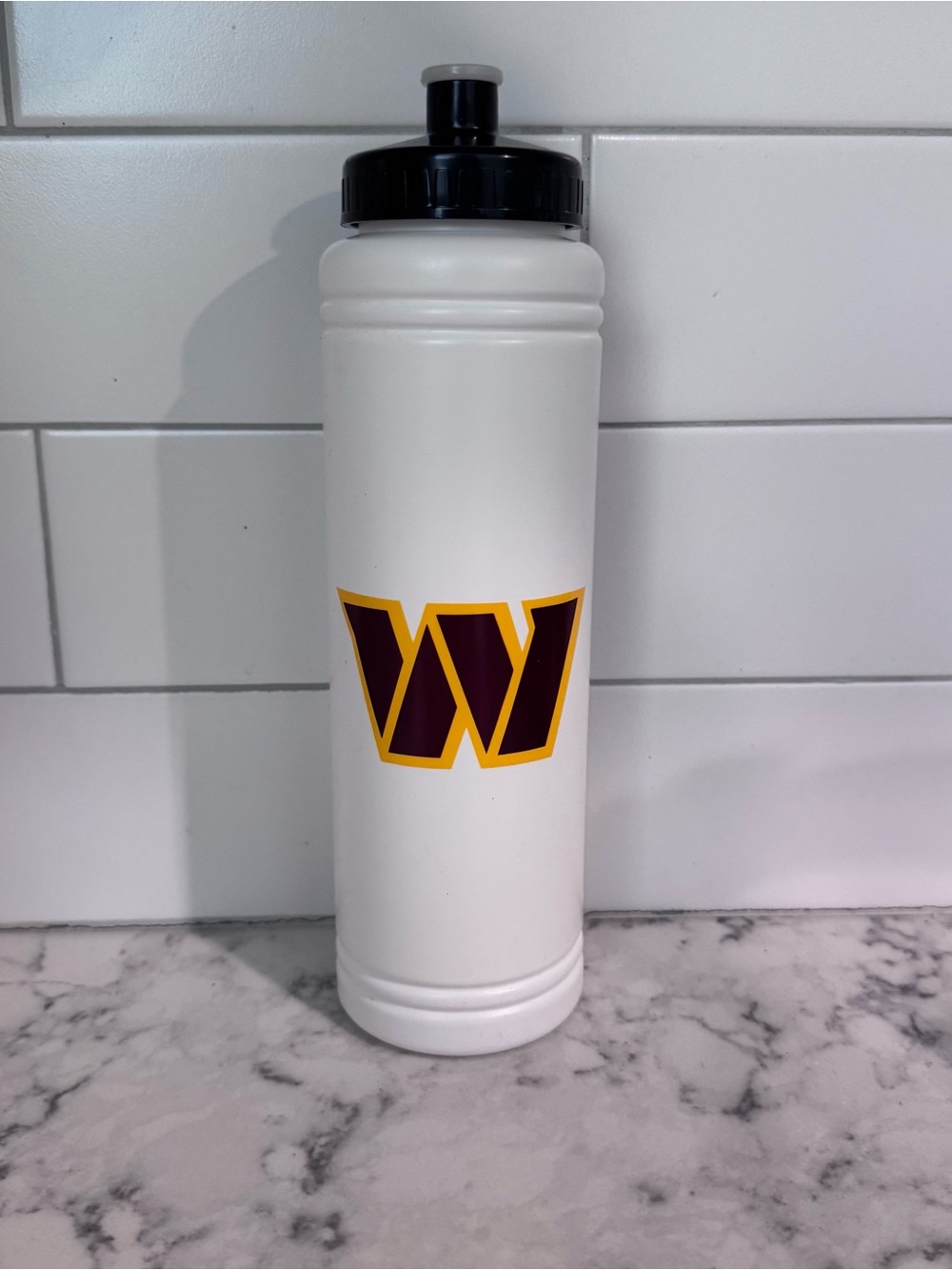 Washington Commanders Water Bottle with Maroon and Gold 'W' Logo BPA Free